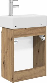 vidaXL Μονάδα μπάνιου με βρύση Artisan Δρυς 45,5 x 22,5 x 84 εκ