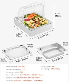 VEVOR Countertop Food Serving Display Container Condiment Dispenser with Lid