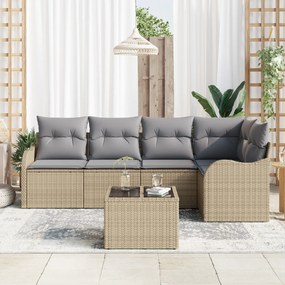 vidaXL Σετ Καναπέδων 6 Τεμαχίων  με Μαξιλάρια Μαύρο Πολυρατάν