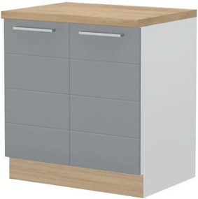 Επιδαπέδιο ντουλάπι Hudson R-80-2K-Λευκό - Γκρι - 80.00Χ60.00Χ88.00cm