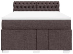 vidaXL Κρεβάτι Boxspring με Στρώμα Σκούρο Καφέ 140x190 εκ. Υφασμάτινο