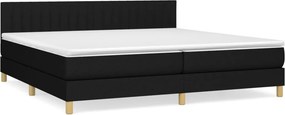 vidaXL Κρεβάτι Boxspring με Στρώμα Μαύρο 200x200 εκ. Υφασμάτινο