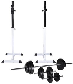 vidaXL Ορθοστάτης Μπάρας/Squat Rack με Σετ Μπάρα και Αλτήρες 30,5 κ.