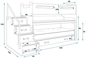 Κουκέτα  Maxi  White + Pink  80×200cm (Δώρο τα Στρώματα)