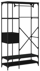 Ντουλάπα με Συρτάρια Μαύρη 100x40x180 εκ. Επεξεργασμένο Ξύλο - Μαύρο