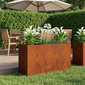 vidaXL Γλάστρα Κήπου Σκ rusty 100 x 20 x 49 εκ