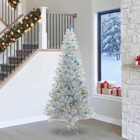 vidaXL Χριστουγεννιάτικο Δέντρο με 300 LED με βάση Ασημί 240 cm PET