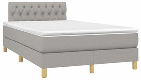 vidaXL Κρεβάτι Boxspring με Στρώμα Ανοιχτό Γκρι 120x190 εκ. Υφασμάτινο