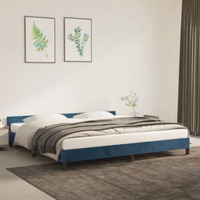 Πλαίσιο Κρεβατιού με Κεφαλάρι Σκ. Μπλε 200x200 εκ. Βελούδινο