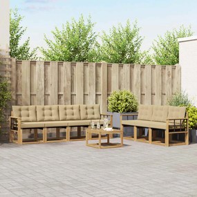 vidaXL Σειρά Καναπέ Εξωτερικού με μαξιλάρι 8 pcs Λευκό και Μπεζ