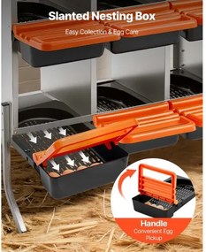 VEVOR Chicken Nesting Boxes, 8 Compartments, with Support Legs, Easy Egg Collection, Galvanized Steel and High-Strength Plastic, Roll Away Nesting Boxes for Chickens and Hens Laying Eggs, Orange