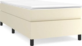 vidaXL Κρεβάτι Boxspring με Στρώμα Κρεμ 90x190 εκ. από Συνθετικό Δέρμα