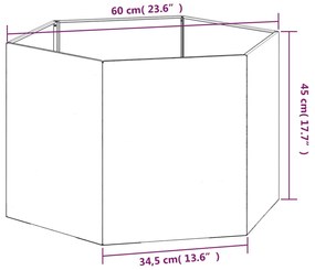 Ζαρντινιέρα Σκουρ. 60 x 60 x 45 εκ. Ατσάλι Σκληρυθέν στον Αέρα - Καφέ