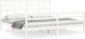 vidaXL Πλαίσιο Κρεβατιού με Κεφαλάρι Λευκό 200x200 εκ. Μασίφ Ξύλο
