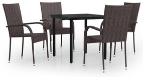 vidaXL Σετ Τραπεζαρίας Κήπου 5 Τεμαχίων Καφέ / Μαύρο