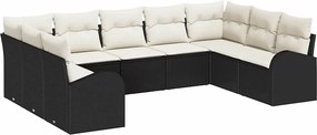 vidaXL Σετ Καναπέ με μαξιλάρι 9 pcs Μαύρο Πολυ Ρατάν