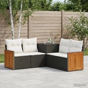 vidaXL Σετ Καναπέ 5 τμχ. Μαύρο και Κρεμ Λευκό 176 x 176 x 85 εκ