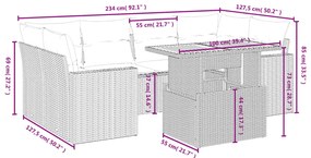 vidaXL Σετ Σαλονιού Κήπου 7 τεμ. Γκρι Συνθετικό Ρατάν με Μαξιλάρια