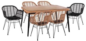 ΣΕΤ 7ΤΜΧ ALLEGRA WICKER ΜΕ ΤΡΑΠΕΖΙ 160X90X78Υ ΜΠΕΖ & ΜΑΥΡΟ ΧΡΩΜΑ HM10513