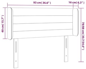 vidaXL Κεφαλάρι Κρεβατιού LED Ροζ 93x16x78/88 εκ. Βελούδινο
