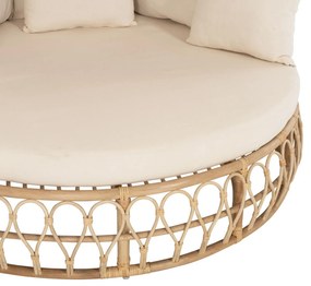 ΚΑΝΑΠΕΣ ΕΞΩΤ.ΧΩΡΟΥ ΣΤΡΟΓΓΥΛΟΣ MARJOM  ΦΥΣΙΚΟ RATTAN-ΕΚΡΟΥ ΥΦΑΣΜΑ Φ148x287Υεκ.