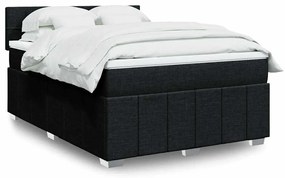 vidaXL Κρεβάτι Boxspring με Στρώμα Μαύρο 140x200 εκ. Υφασμάτινο