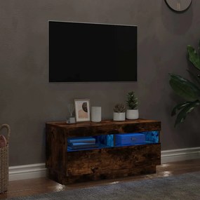 vidaXL Έπιπλο Τηλεόρασης με LED Καπνιστή Δρυς 80 x 35 x 40 εκ.