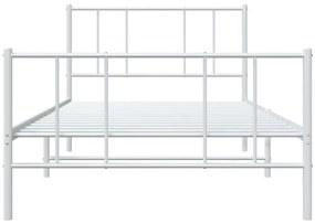 vidaXL Πλαίσιο Κρεβατιού με Κεφαλάρι&amp;Ποδαρικό Λευκό 100x190εκ. Μέταλλο