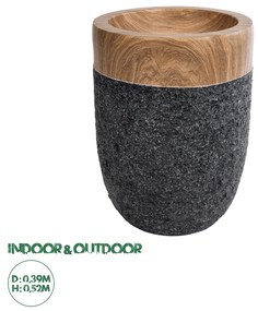 20744 GloboStar® Artificial Garden BELLAGIO 20744 Επιδαπέδιο Πολυεστερικό Τσιμεντένιο Κασπώ Γλάστρα - Flower Pot Μαύρο με Καφέ Φ39 x Υ52cm