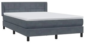 Κρεβάτι Boxspring με Στρώμα Σκούρο Γκρι 140x210 εκ. Βελούδινο - Γκρι