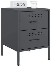 vidaXL Κομοδίνα 2 τεμ. Ανθρακί 36x39x50,5 εκ. από Χάλυβα
