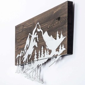 Διακοσμητικό Τοίχου Mountain 899SKL2296 58x38cm Walnut-Silver Wallity Μέταλλο,Ξύλο