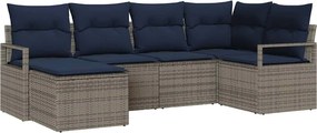 vidaXL Σετ Καναπέ με μαξιλάρι 6 pcs Γκρι συνθετικό ρατάν
