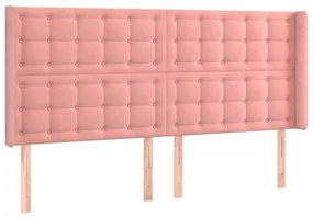 Κεφαλάρι Κρεβατιού LED Ροζ 163x16x118/128 εκ. Βελούδινο - Ροζ