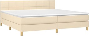 vidaXL Κρεβάτι Boxspring με Στρώμα Κρεμ 200x200 εκ. Υφασμάτινο