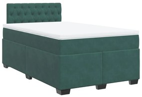 vidaXL Κρεβάτι Boxspring με Στρώμα Σκούρο Πράσινο 120x200εκ. Βελούδινο