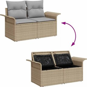 vidaXL Σετ Καναπέ Κήπου με μαξιλάρι 6 pcs Μπεζ Πολυ ράταν