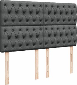 vidaXL Κρεβάτι Boxspring με Στρώμα Σκούρο Γκρι 140x190 εκ. Υφασμάτινο