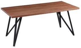 Τραπέζι Τραπεζαρίας HM9467.02 180x90x75cm Από Καπλαμά Φράξου Brown-Black Mdf, Metal