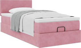 vidaXL Οθωμανικό κρεβάτι με στρώμα ροζ 90x200cm Velvet