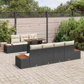 vidaXL Σετ Καναπέ Κήπου με μαξιλάρι 8 pcs Μαύρο Πολυ ράταν