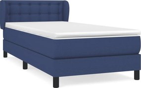 vidaXL Κρεβάτι Boxspring με Στρώμα Μπλε 90x190 εκ.Υφασμάτινο