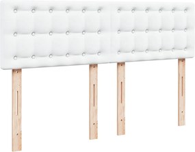 vidaXL Κρεβάτι Boxspring με Στρώμα Λευκό 140x200εκ.από Συνθετικό Δέρμα
