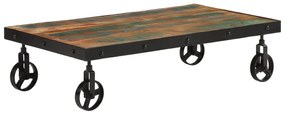 vidaXL Τραπεζάκι Σαλονιού+Ροδάκια 100x55x26εκ Μασίφ Ανακυκλωμένο Ξύλο