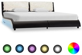 vidaXL Πλαίσιο Κρεβατιού με LED Ασπρόμαυρο 180x200 εκ. Συνθετικό Δέρμα