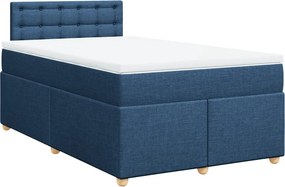vidaXL Κρεβάτι Boxspring με Στρώμα Μπλε 120x200 εκ. Υφασμάτινο