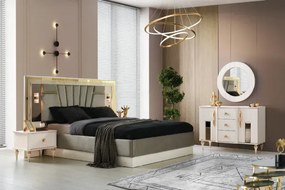 Σετ Κρεβατοκάμαρας 5 τεμ. Μοντέλο πολυτελείας σε λευκό και χρυσό 160x200 cm