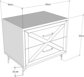 Κομοδίνο Ανθρακί / Δρυς DRAGRO 50x40x55