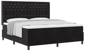vidaXL Κρεβάτι Box Spring με Στρώμα Μαύρο 180x200 cm Βελούδο