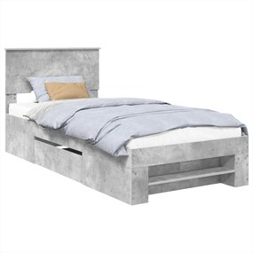 vidaXL Σκελετός Κρεβατιού Σκυρόδεμα Γκρι 75 x 190 cm